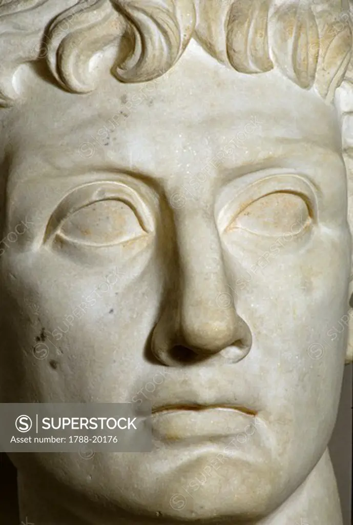 Marble head of Octavian (40-60 a.d.)