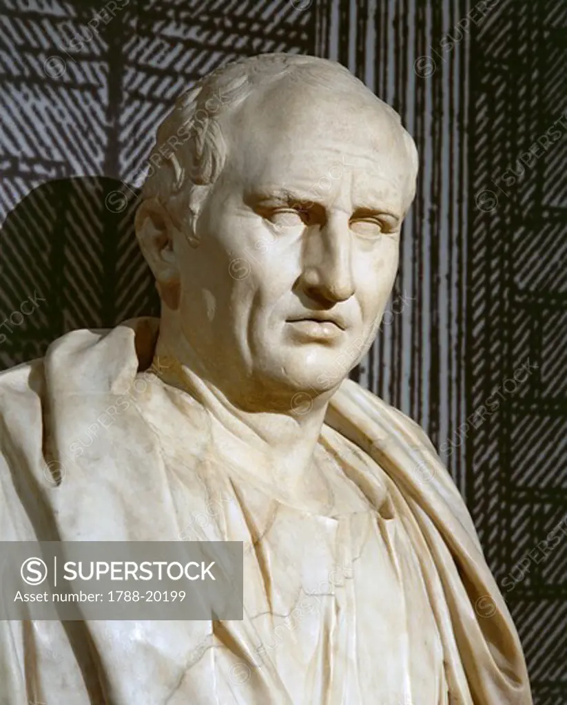 Marble bust of Marcus Tullius Cicero , Roman civilization, 1st century b.c.- 1st century a.d.