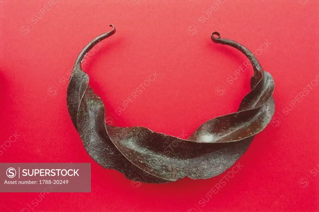 Etruscan civilization, Bronze torc. From Campese, Giglio Island, Tuscany region, Italy, 10th-9th century b.c.