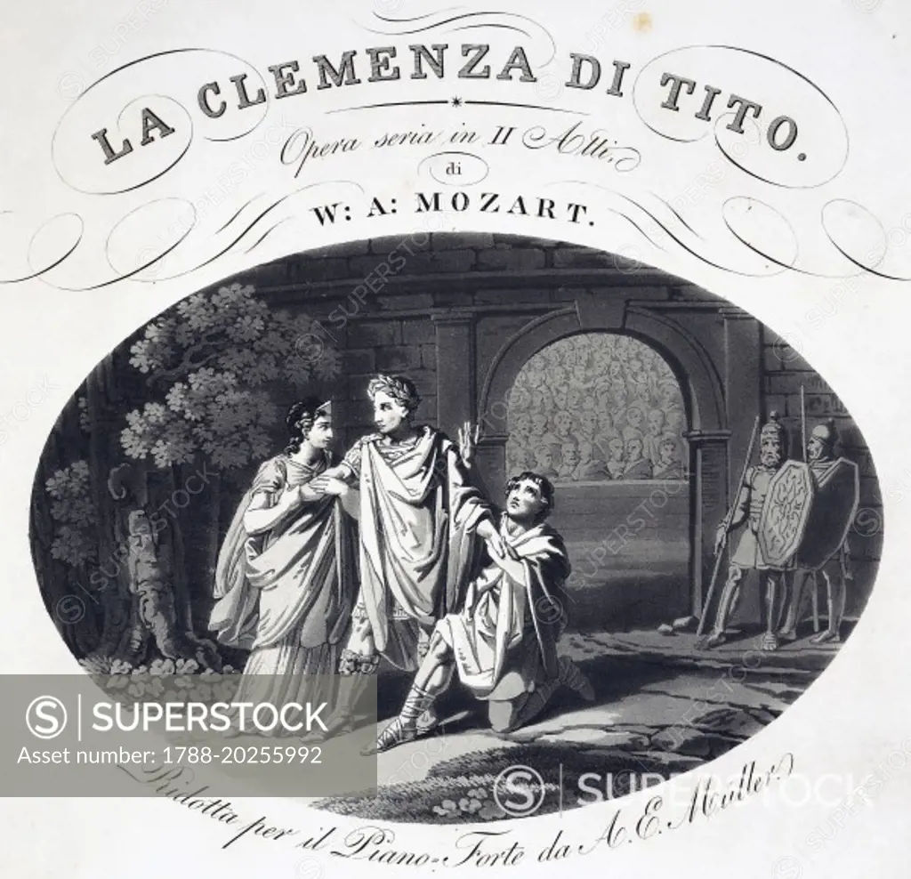 Title page of The clemency of Titus, by Wolfgang Amadeus Mozart (1756-1791), 1791.