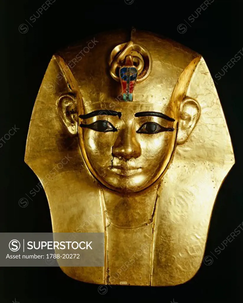 Gold funerary mask of Pharaoh Amenemope from Tanis