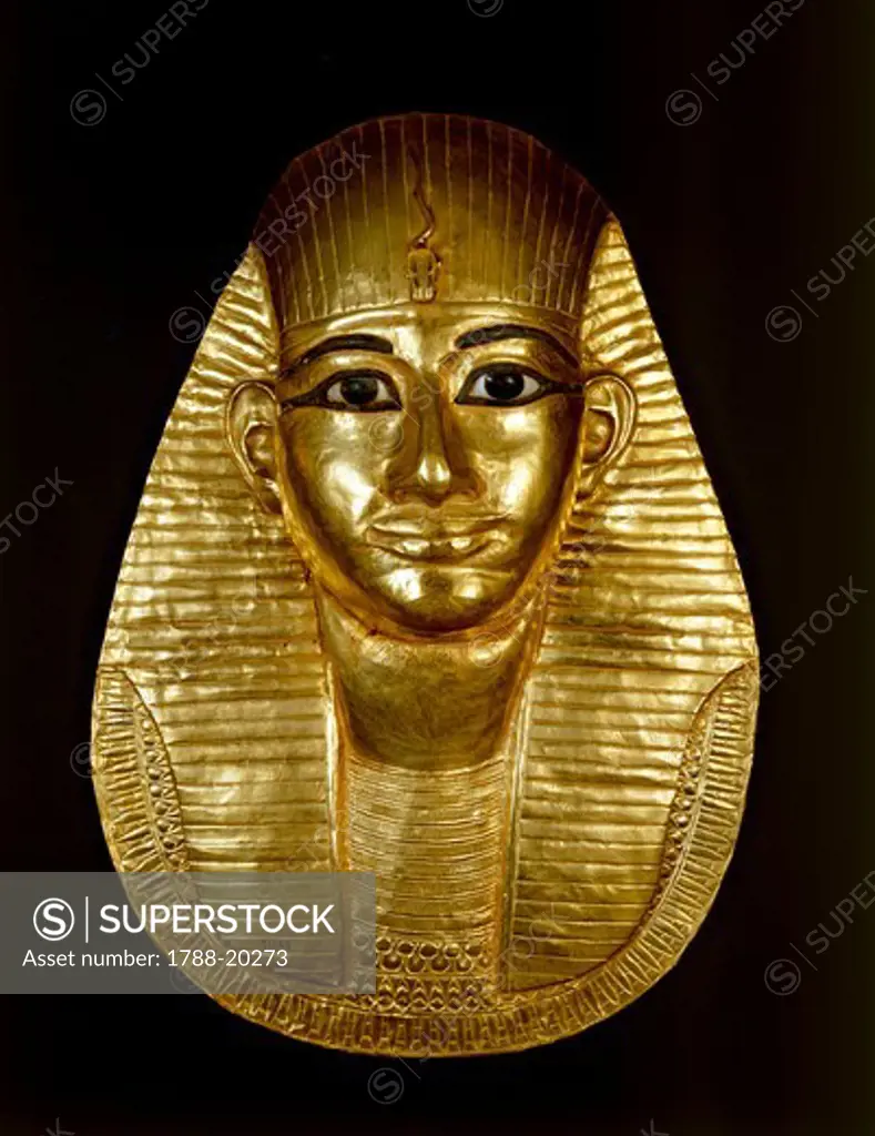 Gold funerary mask of Pharaoh Amenemope fromTanis