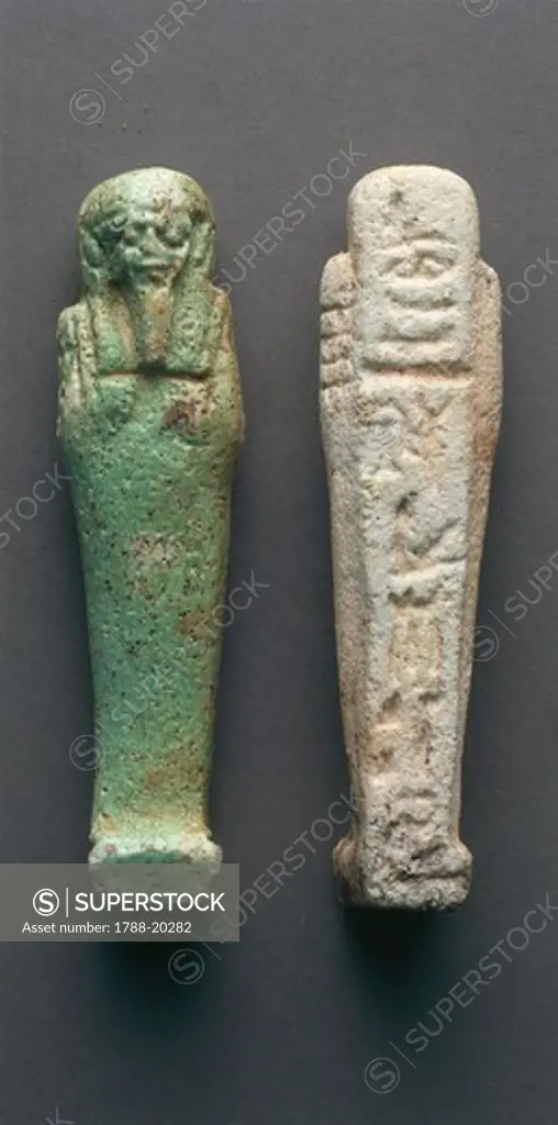 Egyptian civilization. Shabtis, anterior and posterior view. From Bahariya Oasis, Sheik Souby. Governor's Tomb, Tomb of Nassa (mother)