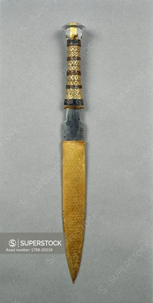 Dagger of the king containing semi-precious stones, from Treasure of Tutankhamen