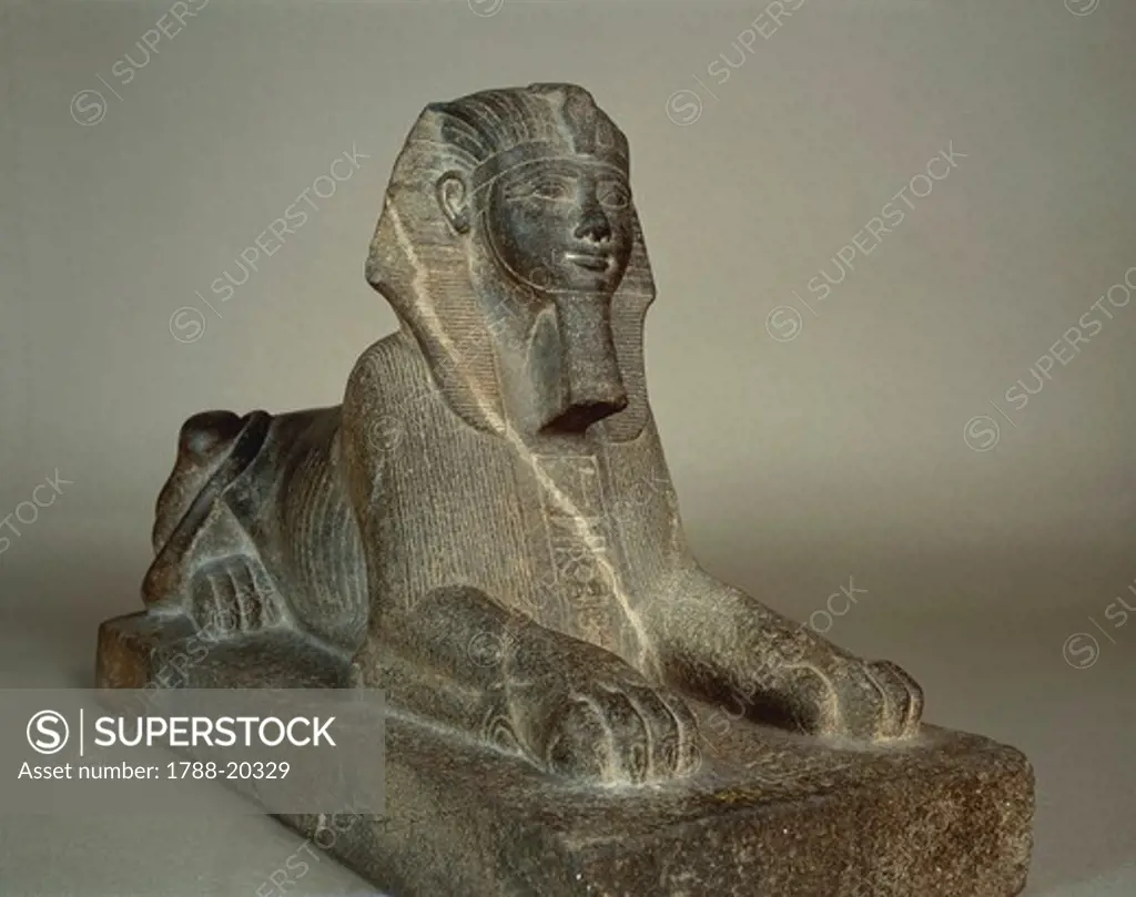 Granite sphinx of Thutmose III, from Courtyard of the Cachette at Temple of Amun, Karnak, Egypt