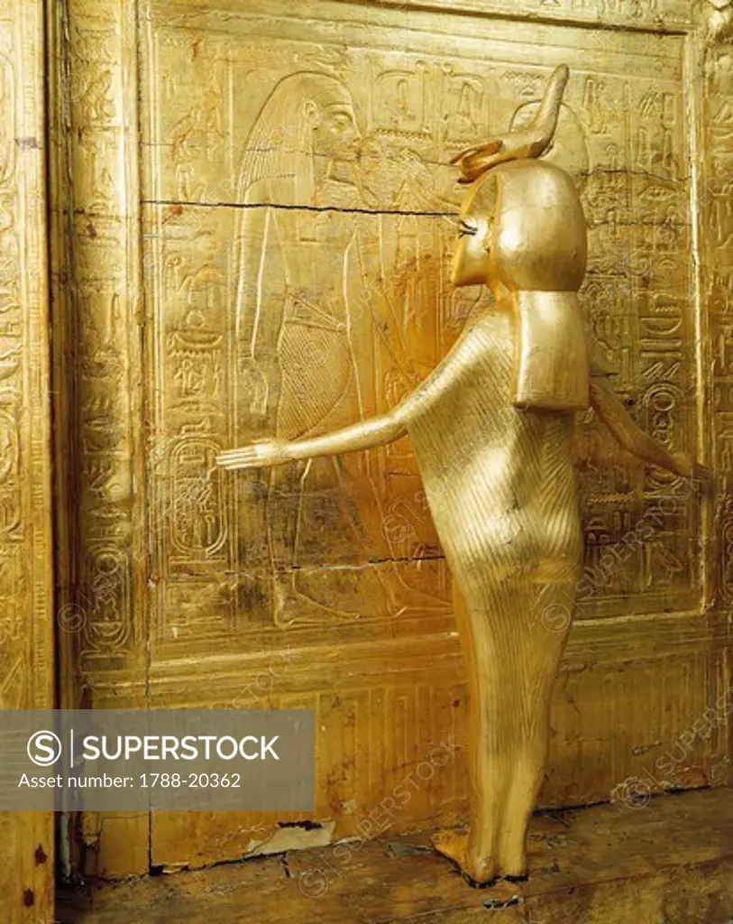 Treasure of Tutankhamen, gilded shrine of canopic jars or canopic chest from New Kingdom