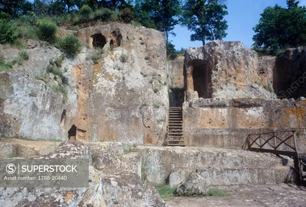 Italy, Tuscany, Sovana, Etruscan tomb