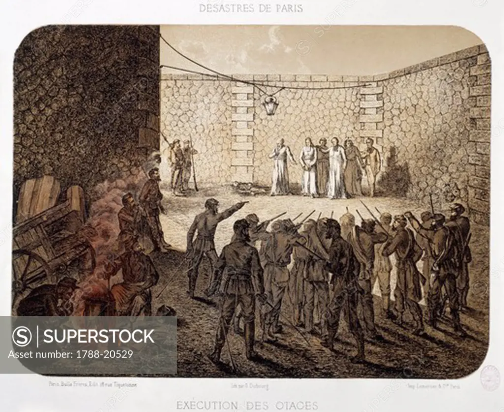 France, Paris, Insurgents Execute Hostages at La Roquette prison on May 24 1871