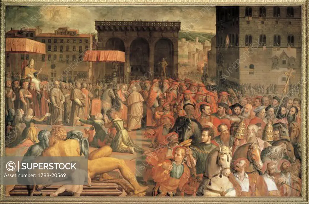 Italy, Florence, Pope Leo X (Giovanni de Medici) coming back to Florence after his election