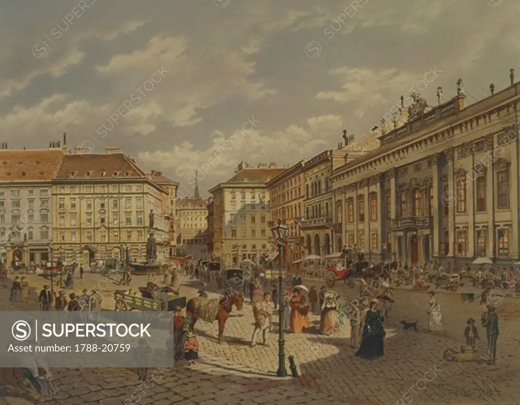 Austria, Vienna, View of the Graben, watercolor painting