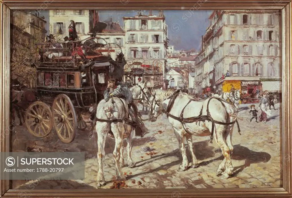 Omnibus in Place Pigalle in Paris, 1822