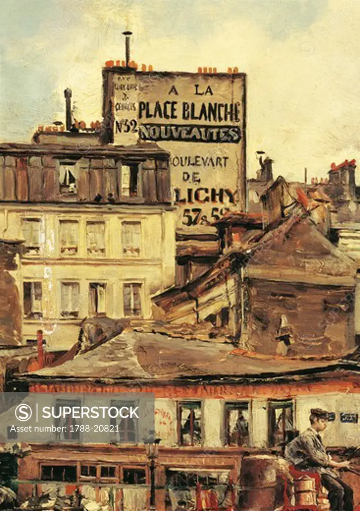 Italy, View of Place Clichy in Paris, 1874, detail