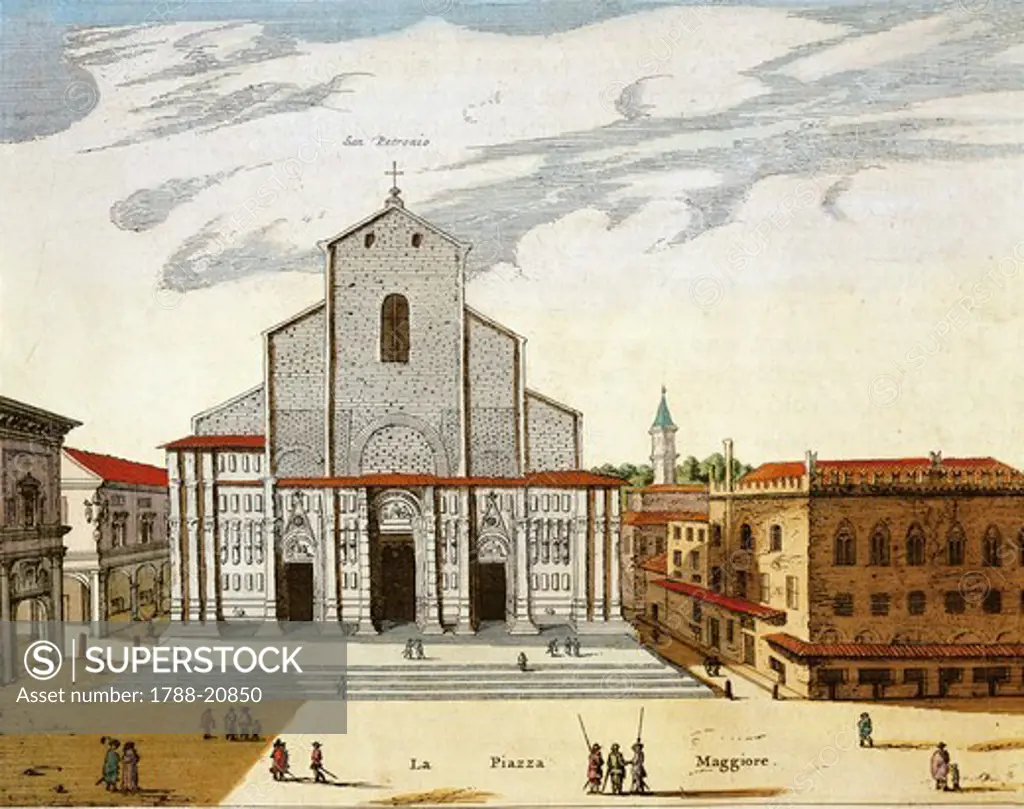 Italy, Bologna, San Petronio Cathedral in VeNice, print