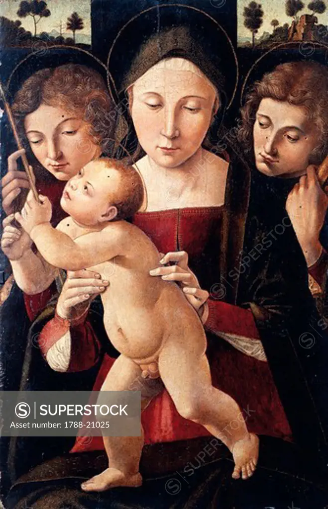 Italy, Asissi, Madonna and Child with two Angels, 1495-1500