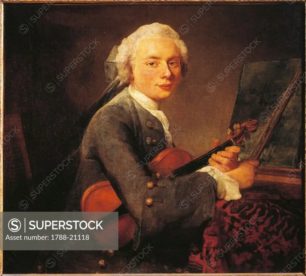 France, Paris, Young Man with Violin