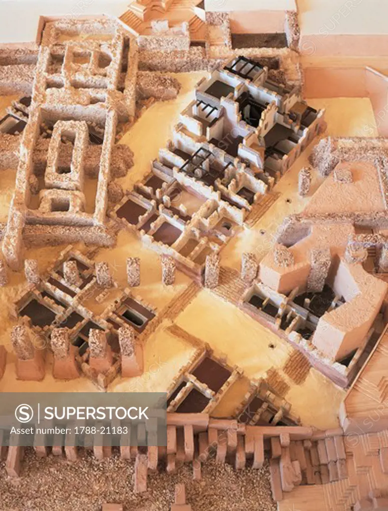 Tunisia, Carthage, Plastic model of Byrsa, walled phoenician citadel in Carthage, at time of Hannibal (3rd-2nd Century b.c.)