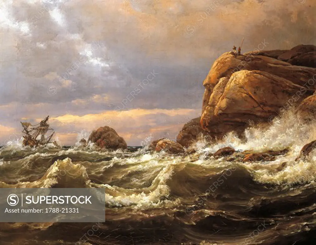 Norway, painting of very rough sea