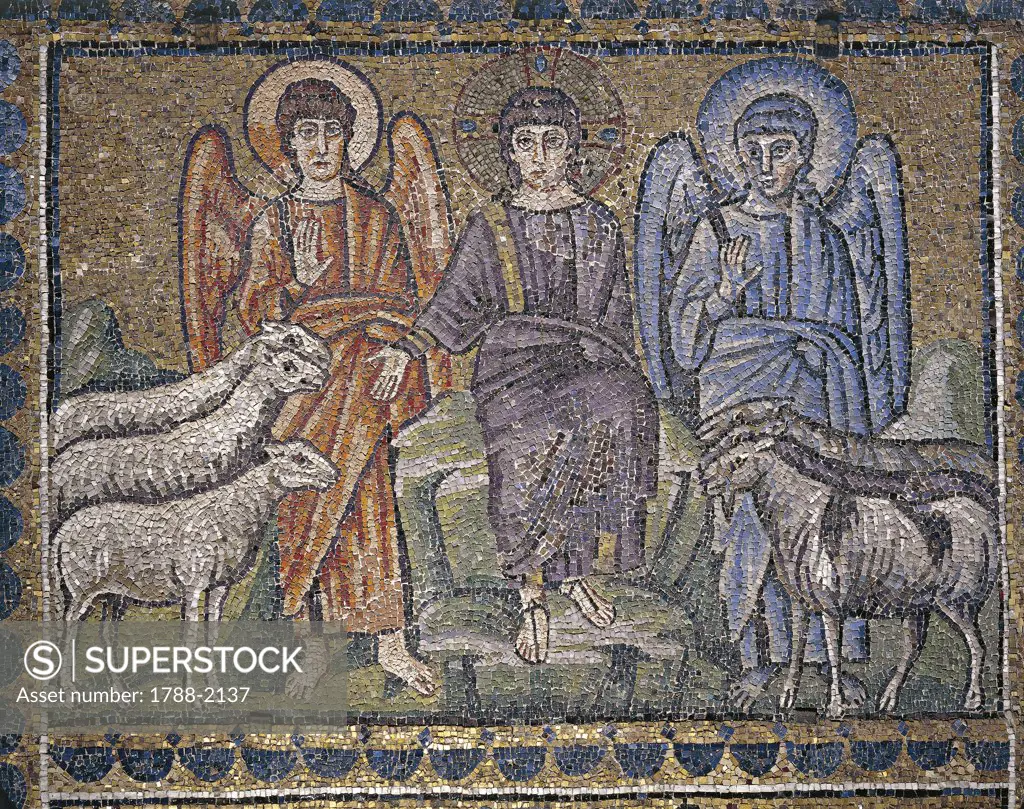 Italy - Emilia-Romagna Region - Ravenna. Basilica of Sant'Apollinare Nuovo. UNESCO World Heritage List, 1996. Jesus separating sheep from goats. Mosaic, 5th century