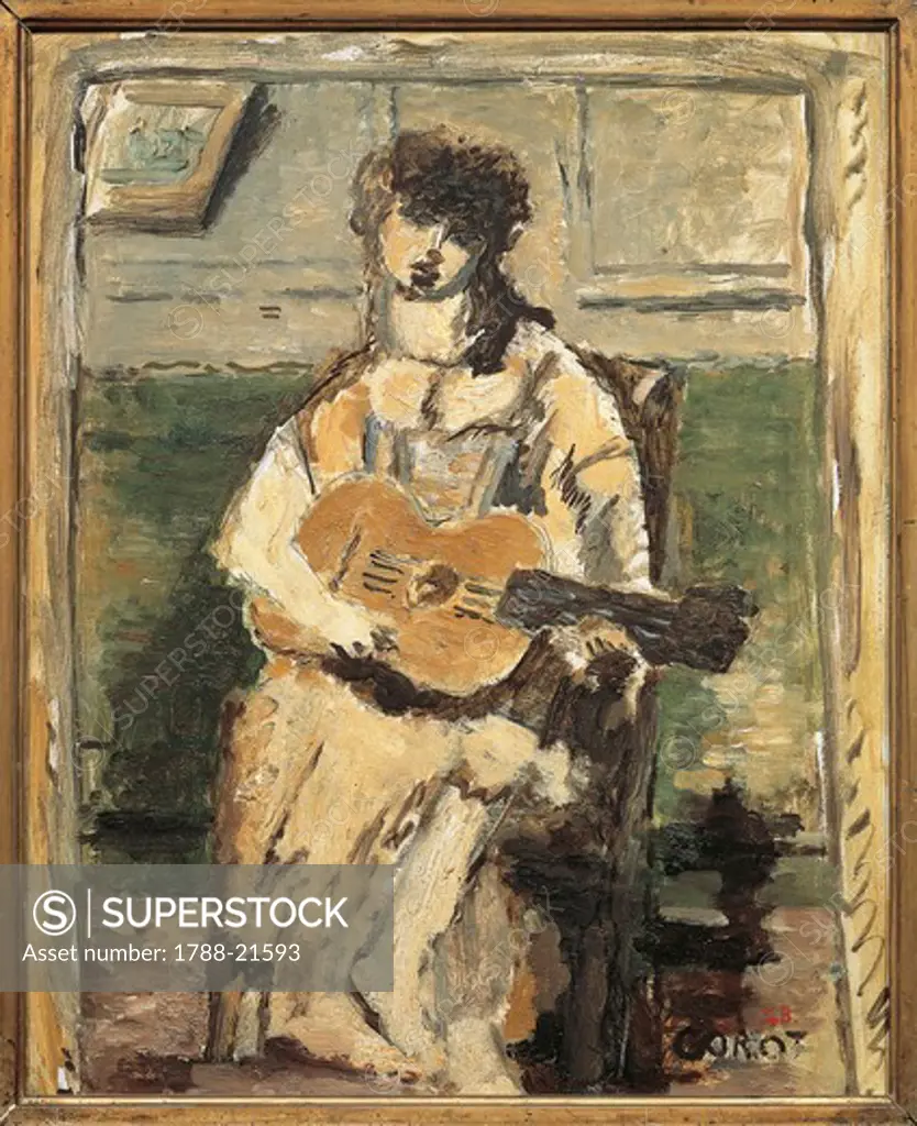 France, Paris, Femme a la Mandoline (Woman with a Mandolin) painting
