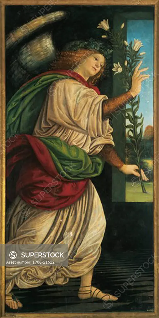 Italy, Varallo, painting of The Archangel Gabriel