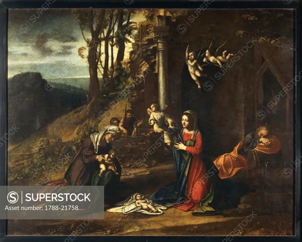 Italy, Milan, painting of The Nativity (Holy Night)