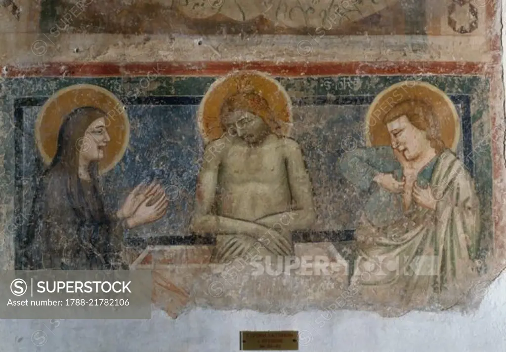 The Pieta, fresco in the Abbey of the Most Holy Trinity, 5th century, Venosa, Basilicata, Italy.