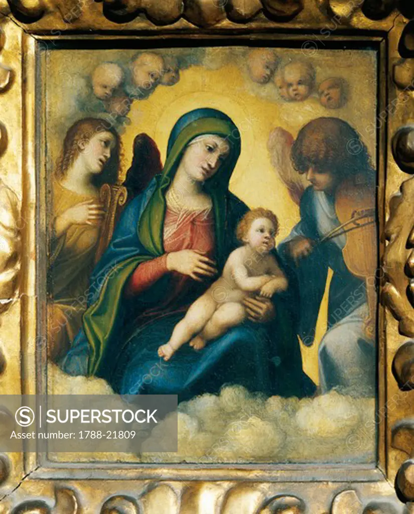 Italy, Florence, Madonna and child with angels and Cherubs