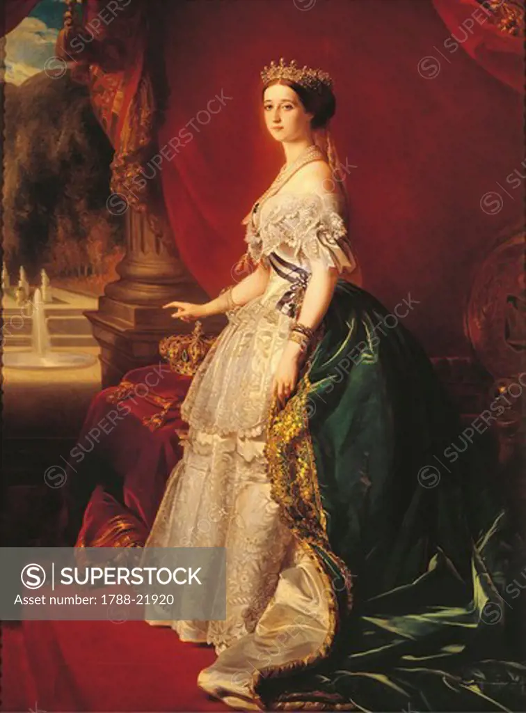 France, Portrait of Eugenie de Montijo, wife of Napoleon III, Empress consort of the French (1853-1871)