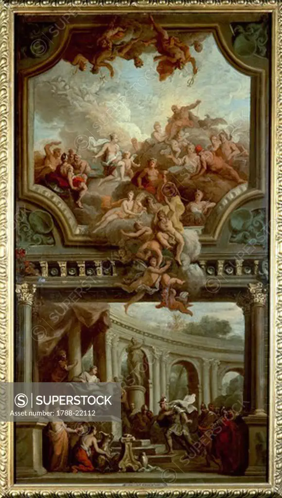 UK, England, London, Aeneas Facing Dido, Observed by Venus and Jupiter, circa 1720