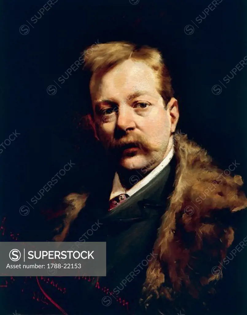 Italy, Milan, Portrait of Austrian baritone Giuseppe Kaschmann (1850 - 1925)
