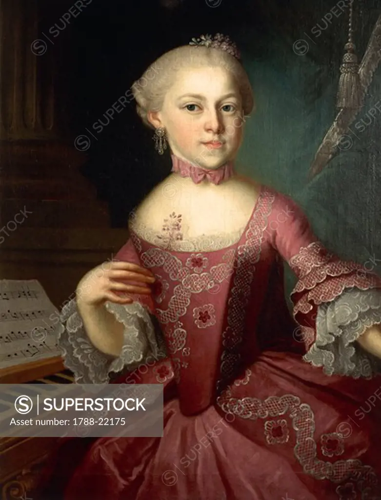 Austria, Child portrait of Austrian pianist Maria Anna Walburga Ignatia Mozart, nicknamed Nannerl, (1751-1829)