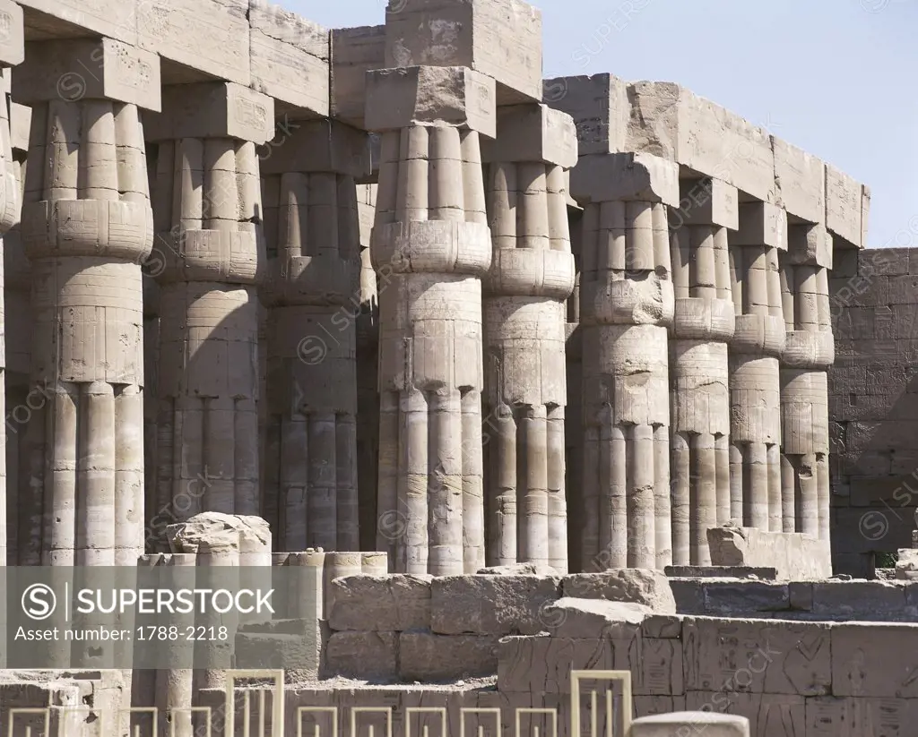 Egypt - Ancient Thebes (UNESCO World Heritage List, 1979). Luxor. Temple of Amon. Court of Amenhotep III, 1402-1364 BC. Colonnade