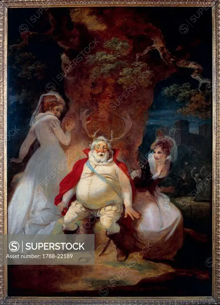 Falstaff at Herne's Oak with mistress Ford and mistress Page