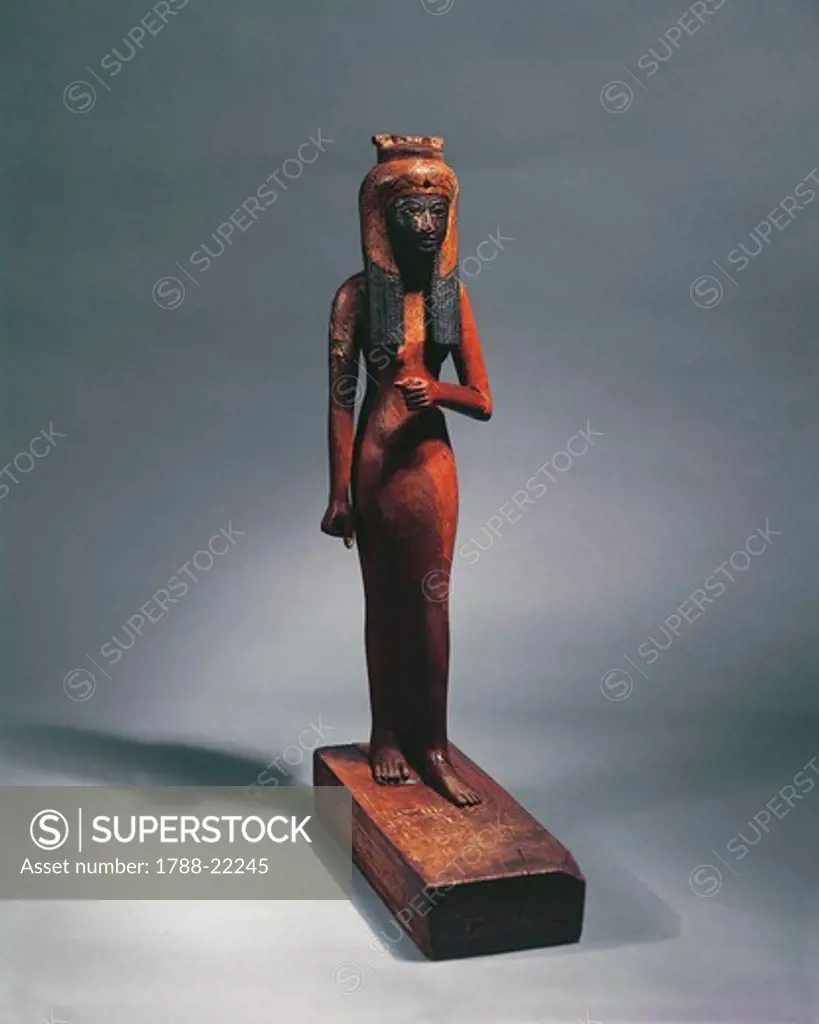 Egypt, Statuette representing the Queen Ahmose-Nefertari (circa 1570-1505 B.C.), mother of Pharaoh Amenhotep I (circa 1526-1497), eighteenth Dynasty