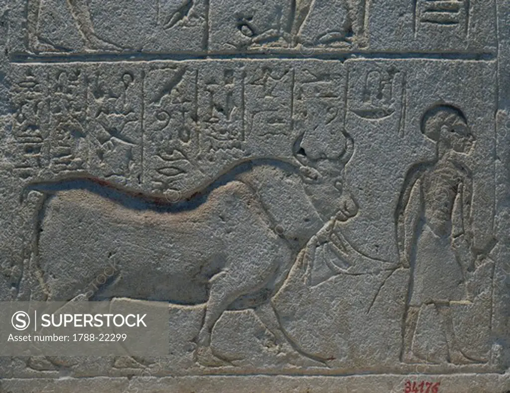 Detail of Votive stele with bas-reliefs and inscriptions from Tell el-Amarna, limestone