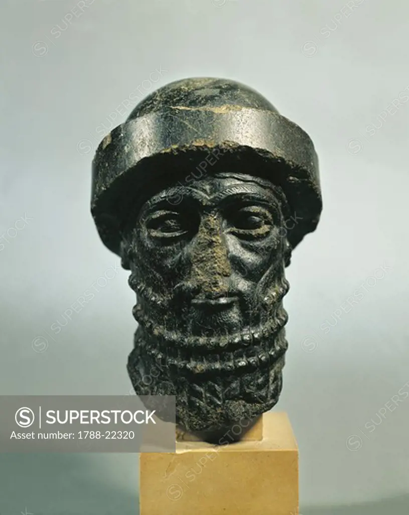 Head of King Hammurabi (circa 1792-1750 B.C.), from Susa, diorite