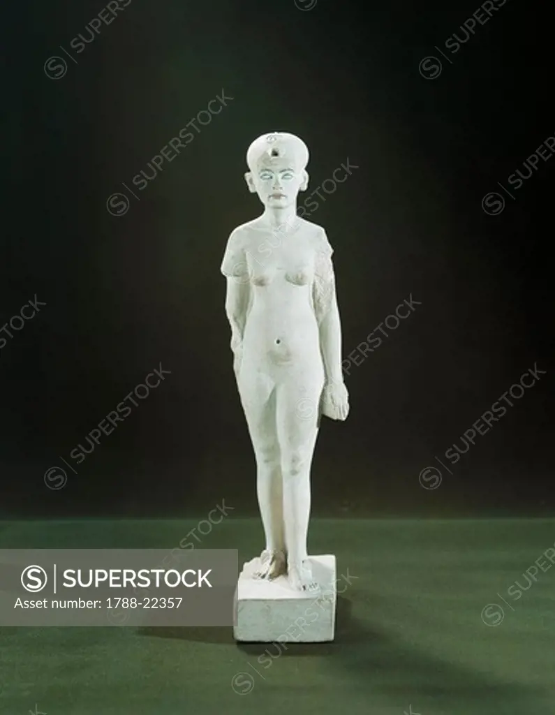 Statuette representing Nefertiti (circa 1370-1330 B.C.), great royal wife of the Pharaoh Akhenaten (Amenhotep IV), eighteenth dynasty, New Kingdom,