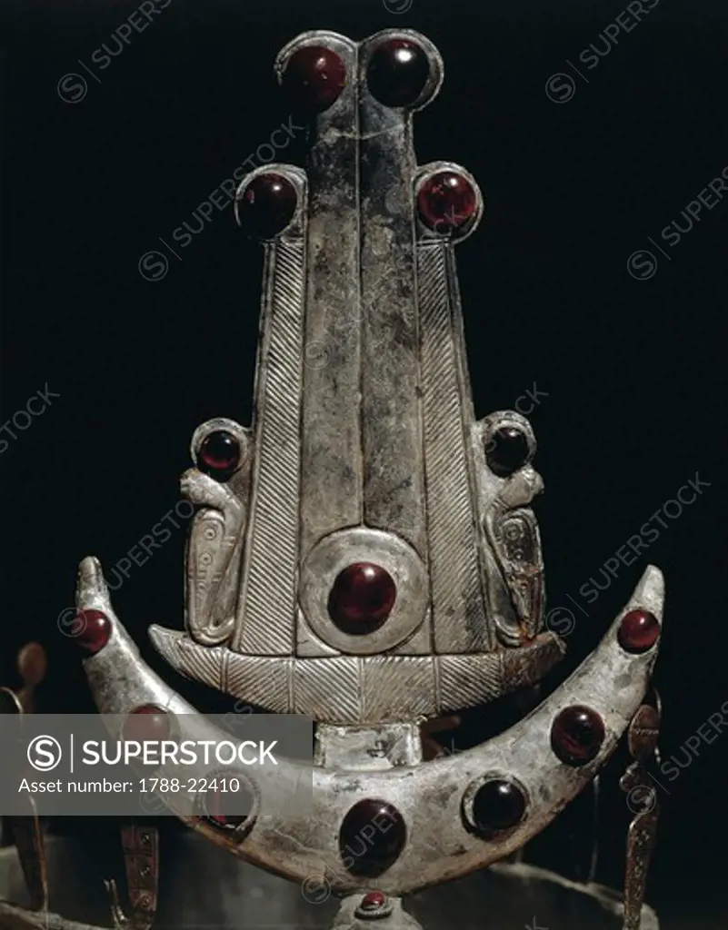 Egypt, Ballana and Qustul, Detail of Diadem with silver and semi-precious stones