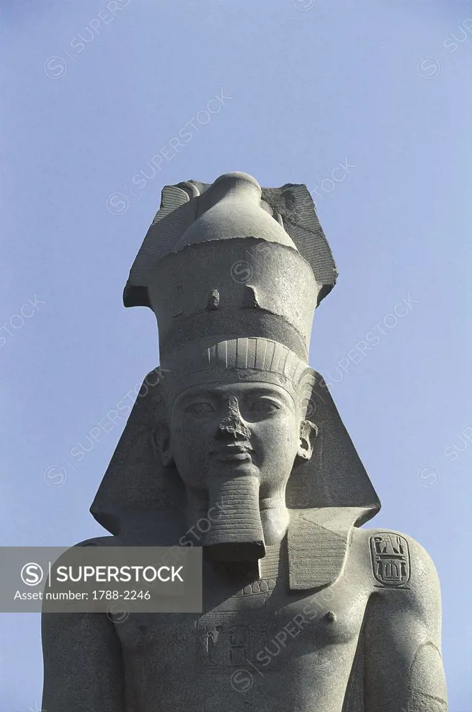 Egypt - Historic Cairo (UNESCO World Heritage List, 1979). Colossal statue of Ramses II at Ramses Square. Detail