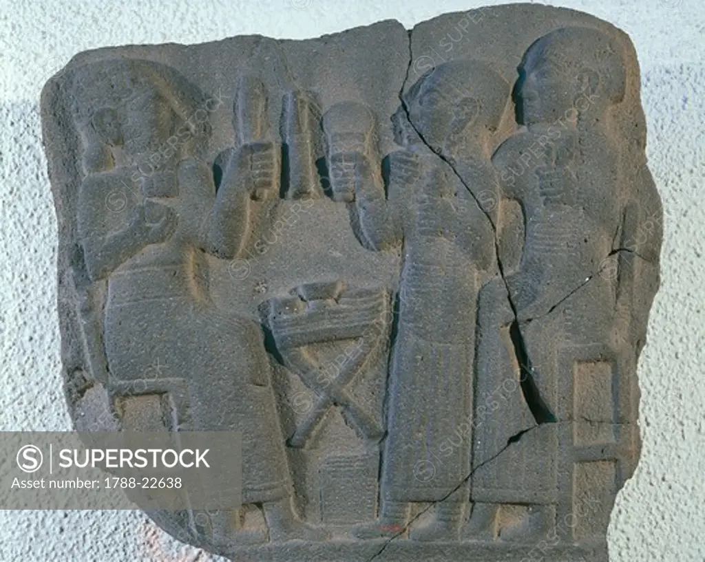 Ortostato in relief (ornamental slab) depicting a family banquet scene