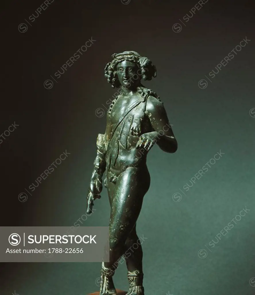 Italy, Emilia-Romagna, Velleia, Statuette representing Dionysus (Bacchus), bronze