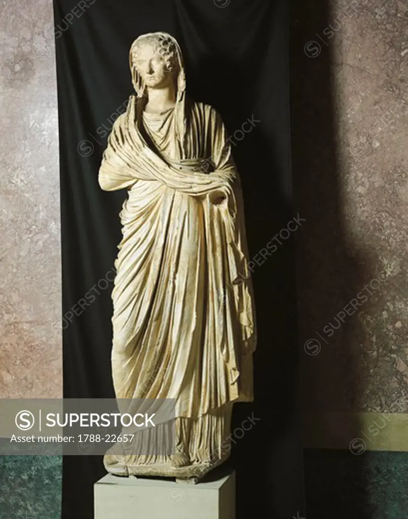 Statue representing Julia Augusta Agrippina also known as Agrippina Minor, wife of Emperor Claudius and mother of Emperor Nero, Julio-Claudian dynasty, Imperial age, (15-59 A.D.)