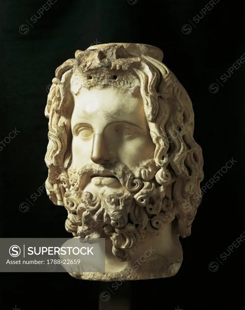 Italy, Rome, Bust of Zeus Serapis, marble