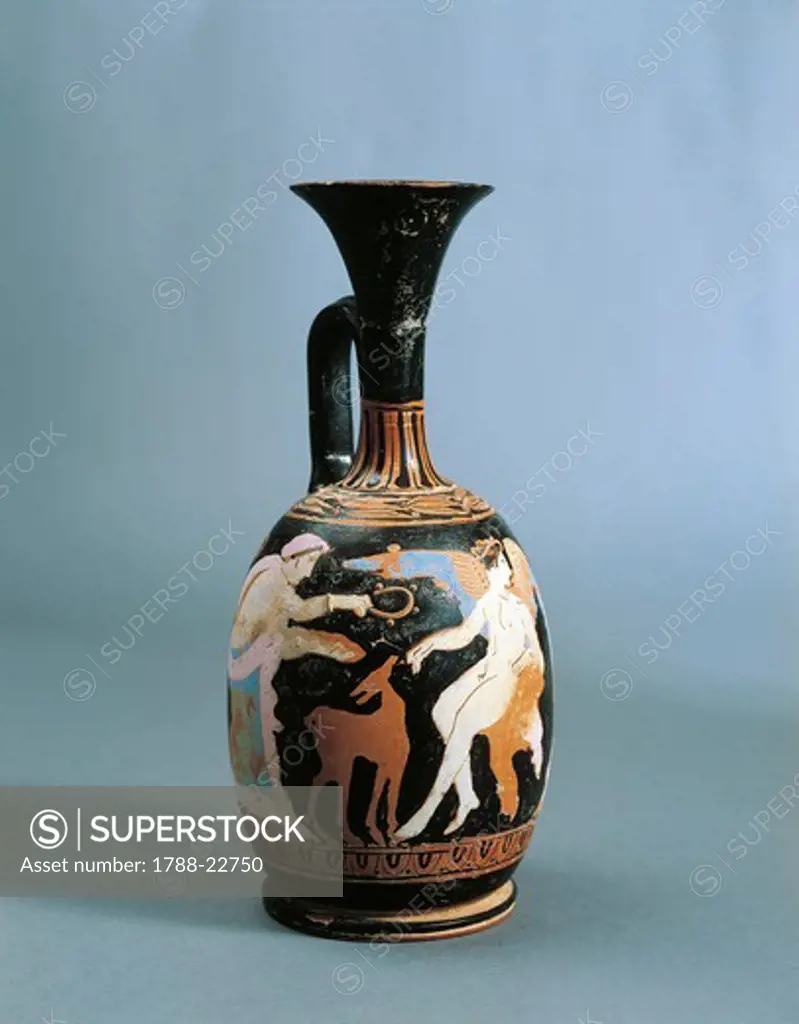 Italy, Apulia, Fasano, Gnazia, Red-figure lekythos (vase used to store oil)