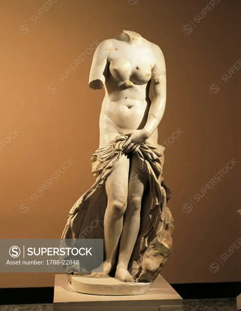The Landolina Venus (also known as Venus Anadiomene, found by Saverio Landolina), Roman copy after a Greek statue, 1804