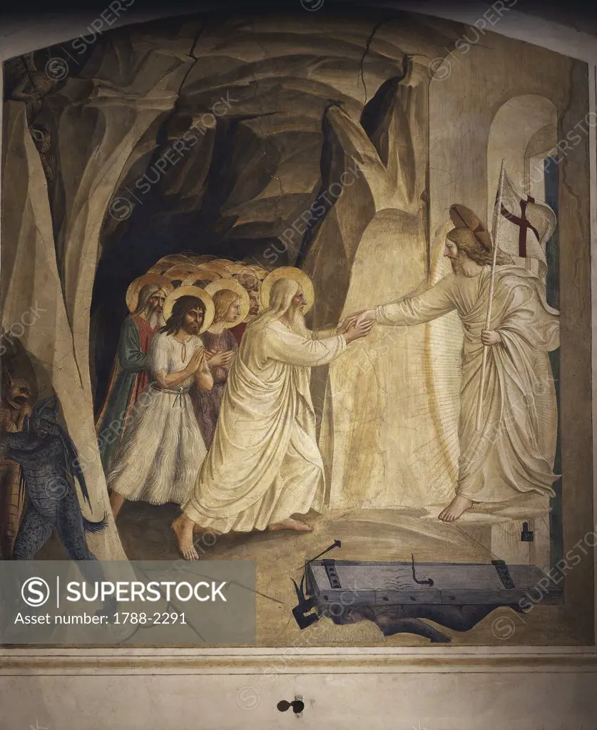 Italy - Tuscany region - Florence. Convent of St. Mark, 1st floor cells. Christ's descent into Limbo (1437-45) by Beato Angelico (c. 1400-55). Fresco