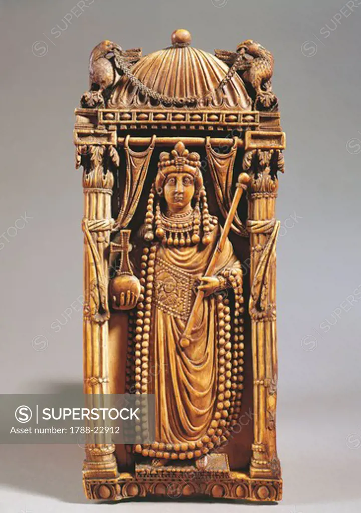 Italy, Florence, Ivory Sculpture representing Empress Arianna (or Aelia Ariadne, ca. 450-515 A.D..)