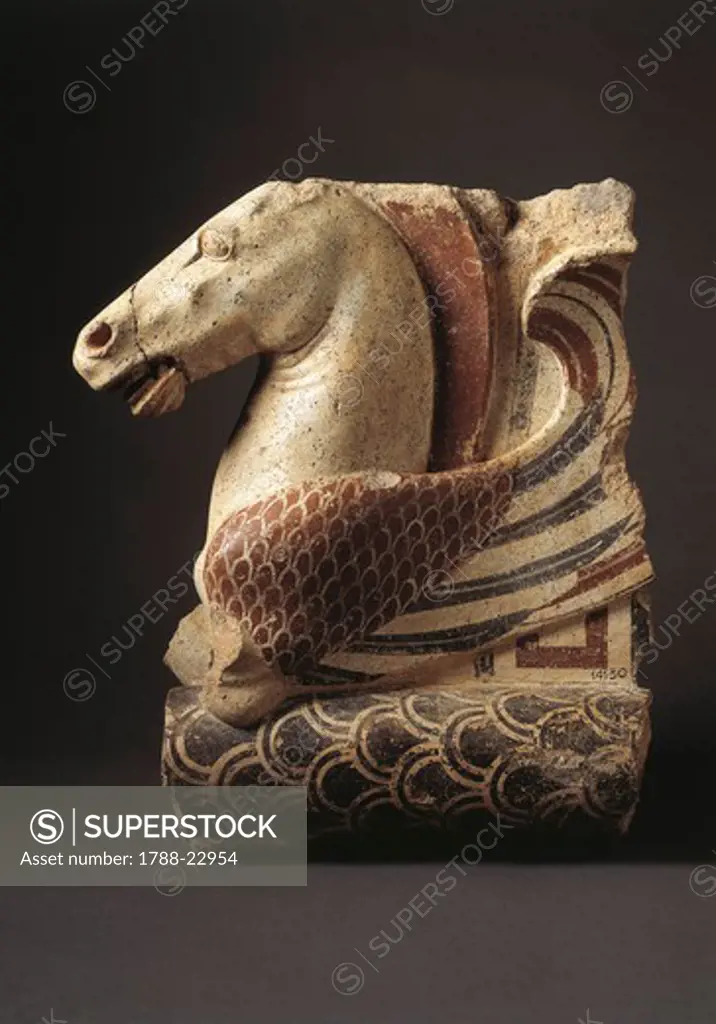Fictile acroterium (architectural ornament) representing Pegasus, 450/430 B.C.
