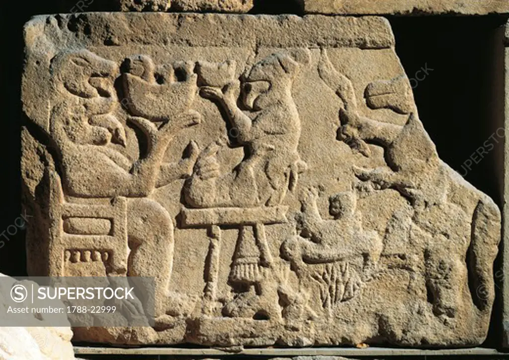 Spain, Bas-relief depicting a sacrificial scene, from the tower tomb of Pozo Moro