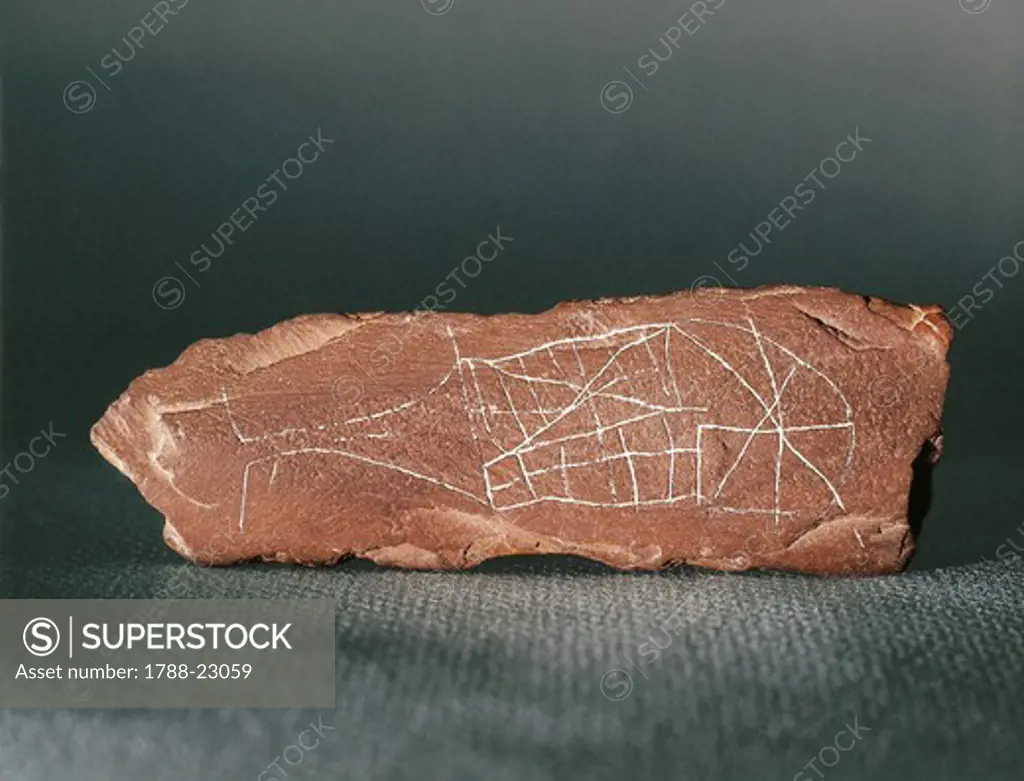 Sweden, Stockholm, stone engraved with figure of sperm whale from Gotland